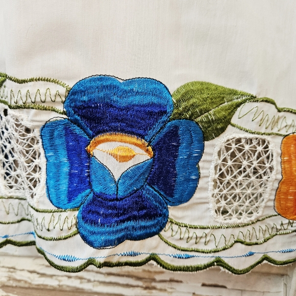 Vintage 70s Embroidered Mexican Peasant Dress S/M - Picture 7 of 12